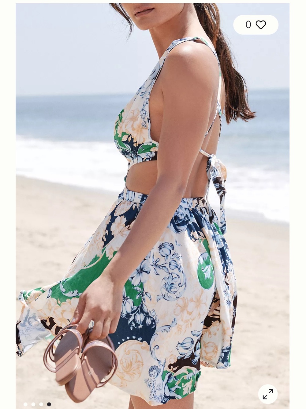 Agua Bendita Gillian Cardumen Mini Dress Cream Blue Boho Floral Cutout Size m - Picture 4 of 15